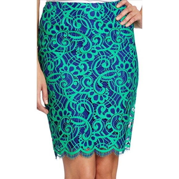Lilly Pulitzer Blue & Green Hyacinth Lace Skirt - Picture 2 of 12
